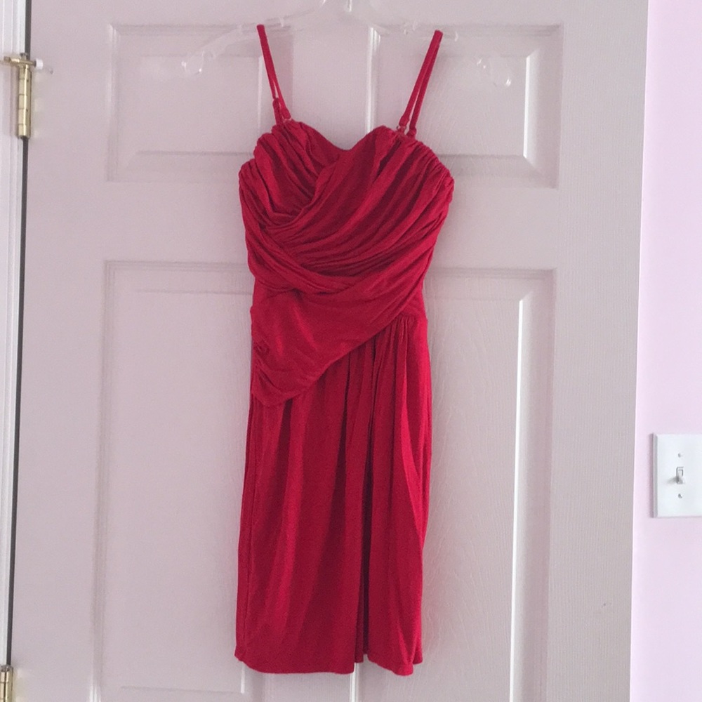 Red sweetheart neckline strapless dress